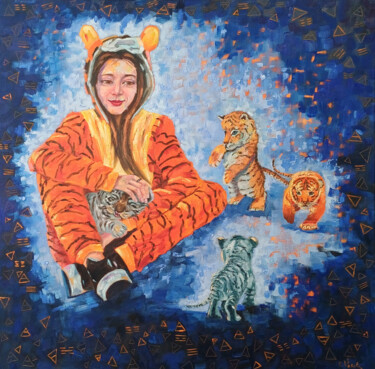 Pintura titulada "Keeper of the Eleme…" por Zina Vysota, Obra de arte original, Oleo Montado en Bastidor de camilla de madera