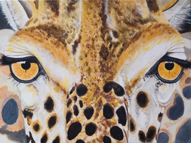"Regard d’une girafe" başlıklı Tablo Coralie Chevalier tarafından, Orijinal sanat, Akrilik Ahşap Sedye çerçevesi üzerine mon…