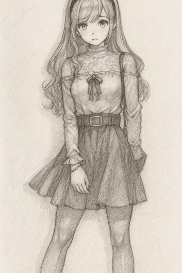 Σχέδιο με τίτλο "Dessin fille manga" από Lmlzk, Αυθεντικά έργα τέχνης, Μολύβι