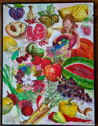 "Wimmelbild Obst & G…" başlıklı Tablo Nicolle Range tarafından, Orijinal sanat, Akrilik Karton üzerine monte edilmiş