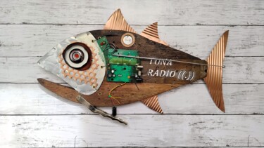 Γλυπτική με τίτλο "Tuna Fish Sculpture…" από Woodartizan Opm, Αυθεντικά έργα τέχνης, Ξύλο