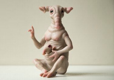 Sculpture intitulée "Fantasy Alien Eleph…" par Ivan Grodzenskyi, Œuvre d'art originale, Pâte polymère