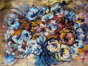 Ζωγραφική με τίτλο "Elusive Flowers. Dy…" από Oksana Almiz, Αυθεντικά έργα τέχνης, Ακρυλικό