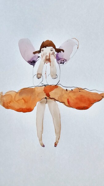 "Whimsical Winged Fi…" başlıklı Tablo Olga Sova tarafından, Orijinal sanat, Suluboya