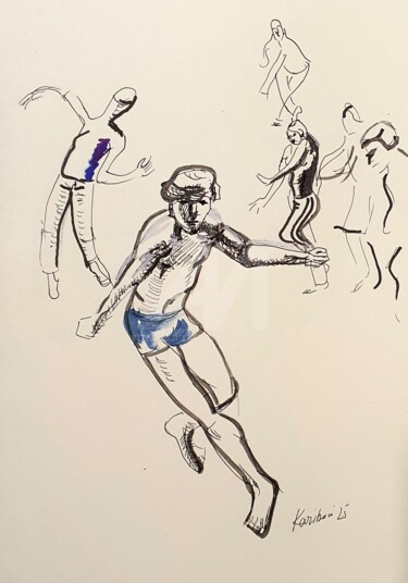 Zeichnungen mit dem Titel "Dancers. A man in a…" von Karibou Artist, Original-Kunstwerk, Gel Stift