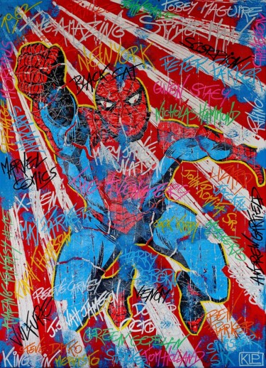 Kolaże zatytułowany „Superheroes #5 – Sp…” autorstwa Klp, Oryginalna praca, Kolaże Zamontowany na Drewniana rama noszy