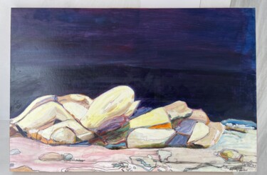 Malarstwo zatytułowany „Ile d'Yeu rochers d…” autorstwa Sylvie Loisy, Oryginalna praca, Akryl Zamontowany na Drewniana rama…