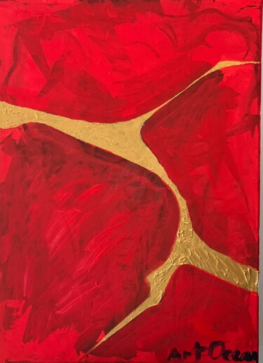 Malerei mit dem Titel "Flameburst" von Artocean, Original-Kunstwerk, Acryl