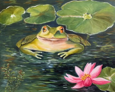 "La grenouille et le…" başlıklı Tablo Muriel Besson-Braem tarafından, Orijinal sanat, Petrol Ahşap Sedye çerçevesi üzerine m…