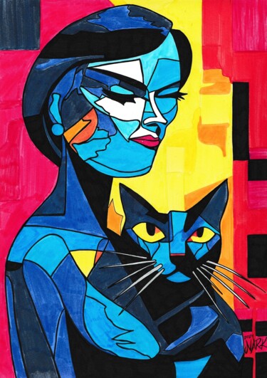 "Feline Sensuality" başlıklı Resim Nark Aymerich tarafından, Orijinal sanat, Işaretleyici