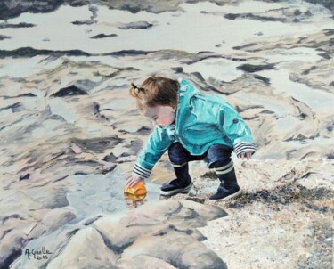 Peinture intitulée "Le gobelet jaune /…" par Anne-Gaelle Greze, Œuvre d'art originale, Huile Monté sur Châssis en bois