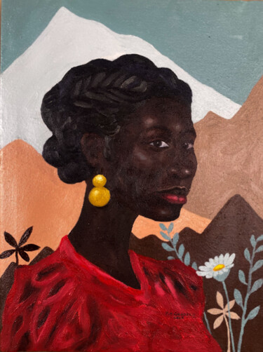 Schilderij getiteld "African Woman II" door Faith Gbadero, Origineel Kunstwerk, Olie