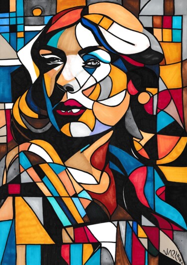 "Multicolored Woman" başlıklı Resim Nark Aymerich tarafından, Orijinal sanat, Işaretleyici