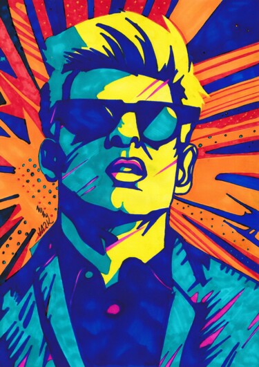 Drawing titled "Woman Pop Art" by Nark Aymerich, Original Artwork, Marker