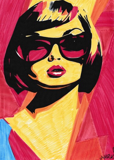 Drawing titled "Vision Pop Art Woman" by Nark Aymerich, Original Artwork, Marker