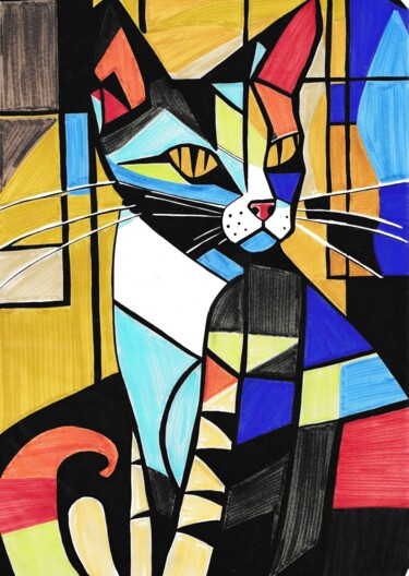 "Feline Psychotropic" başlıklı Resim Nark Aymerich tarafından, Orijinal sanat, Işaretleyici