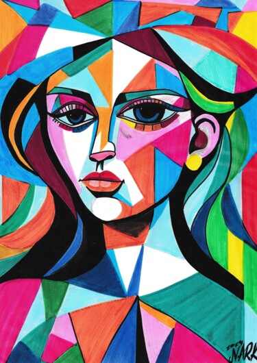 "Colorful Woman" başlıklı Resim Nark Aymerich tarafından, Orijinal sanat, Işaretleyici