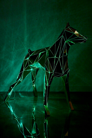 Sculptuur getiteld "Doberman" door Phantom Art, Origineel Kunstwerk, Metalen