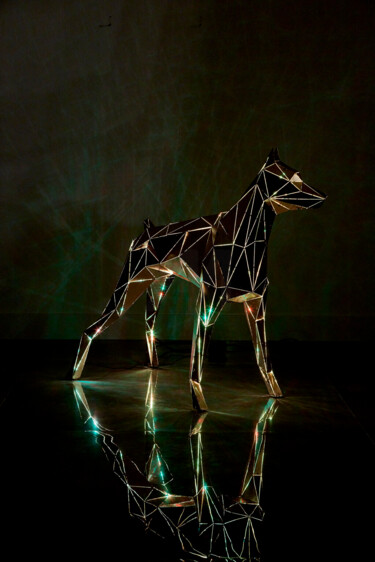 Sculptuur getiteld "Doberman II" door Phantom Art, Origineel Kunstwerk, Metalen
