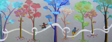 "elle court, il cour…" başlıklı Tablo Christine Jumaucourt tarafından, Orijinal sanat, Petrol artwork_cat. üzerine monte edi…