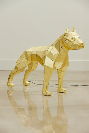 Sculptuur getiteld "Pitbulll" door Phantom Art, Origineel Kunstwerk, Metalen