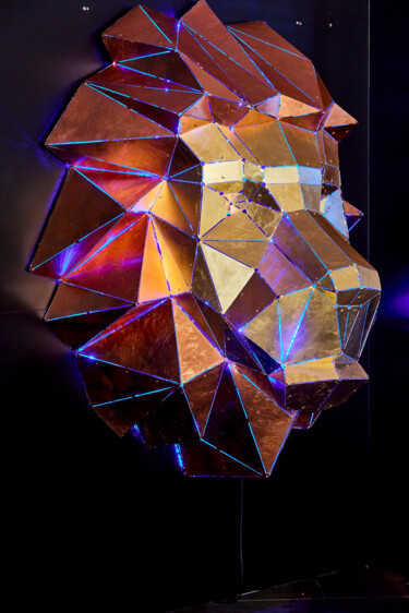 Sculptuur getiteld "Lion´s Head" door Phantom Art, Origineel Kunstwerk, Metalen