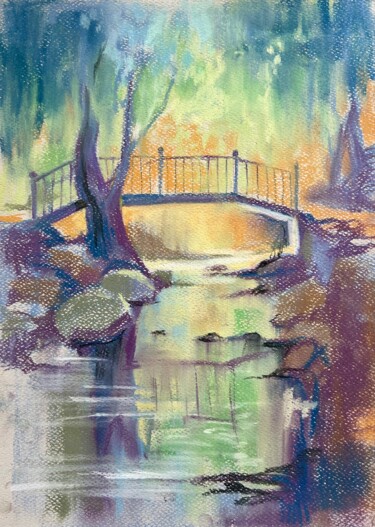 "Mysterious Bridge" başlıklı Tablo July Kinart tarafından, Orijinal sanat, Pastel