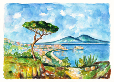 Painting titled "Acquerello golfo di…" by Ornella Di Scala, Original Artwork, Watercolor
