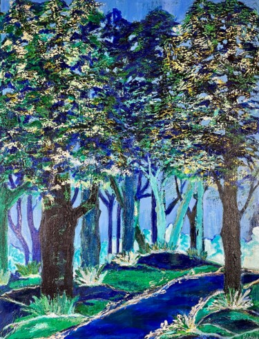 "Foret Bleue" başlıklı Tablo Julie D'Aragon tarafından, Orijinal sanat, Petrol Ahşap Sedye çerçevesi üzerine monte edilmiş