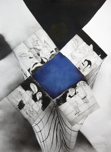 Printmaking titled "Beach. Event horizo…" by Maria Shedrina, Original Artwork, Stencil