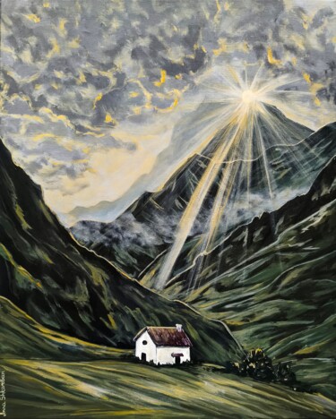 "House Beneath the M…" başlıklı Tablo Анна Шкарбан tarafından, Orijinal sanat, Akrilik Ahşap Sedye çerçevesi üzerine monte e…