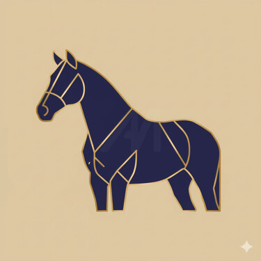 Arts numériques intitulée "Minimalist Horse Lo…" par Lyubov Popova, Œuvre d'art originale, Image générée par l'IA