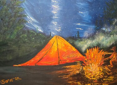 "Starry night" başlıklı Tablo Mevlida Sofic tarafından, Orijinal sanat, Petrol Ahşap Sedye çerçevesi üzerine monte edilmiş