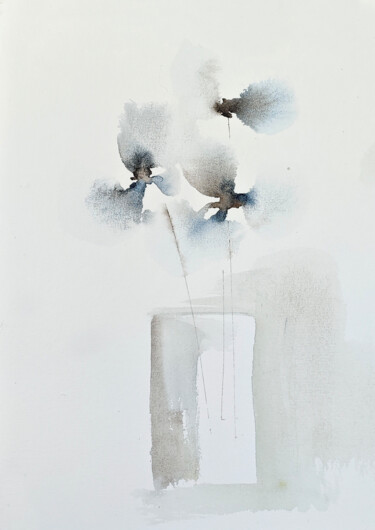 Peinture intitulée "Three Orchids Minim…" par Tani Soul, Œuvre d'art originale, Aquarelle