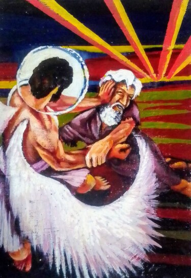 Painting titled "The Duel for Blessi…" by Henry Aziengbe, Original Artwork, Acrylic