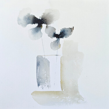 Peinture intitulée "Minimalist Orchid W…" par Tani Soul, Œuvre d'art originale, Aquarelle