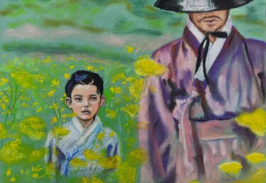 Ζωγραφική με τίτλο "A little girl walks…" από Елена Поволокина (PovElena), Αυθεντικά έργα τέχνης, Παστέλ