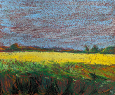 Drawing titled "Color Fields. Yellow" by Mava Ra, Original Artwork, Pastel