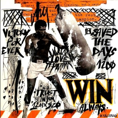 Malarstwo zatytułowany „GOAT” autorstwa Vero Cristalli, Oryginalna praca, Kolaże Zamontowany na Drewniana rama noszy