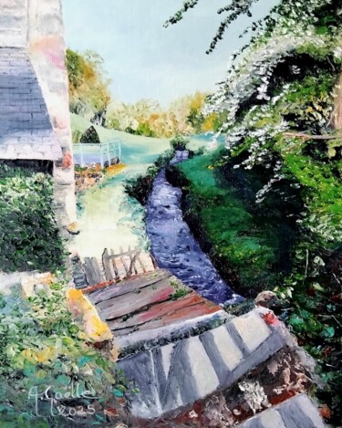 Malarstwo zatytułowany „Moulin de Kernabas…” autorstwa Anne-Gaelle Greze, Oryginalna praca, Olej Zamontowany na Drewniana ra…