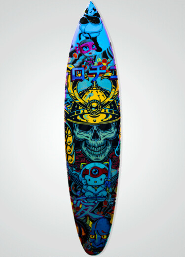 Sculpture titled "Tattoo Surfboard" by Ghost Art, Original Artwork, Wood