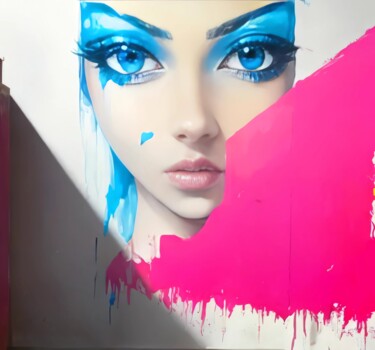 Digital Arts με τίτλο "Urban Canvas: Cyan…" από Aleksa Soul, Αυθεντικά έργα τέχνης, Ψηφιακή ζωγραφική