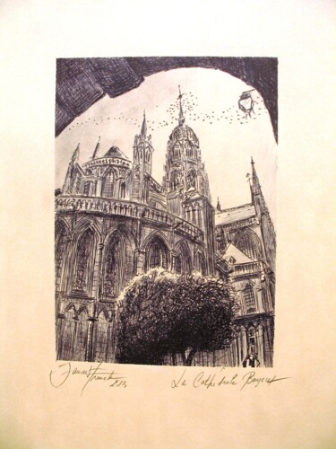 Dessin intitulée "La cathédrale de Ba…" par Franck Jamart, Œuvre d'art originale, Encre