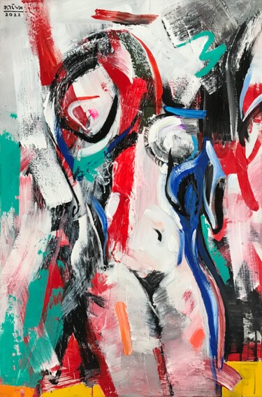 绘画 标题为“Nude - Queen In Red” 由Tung Duc Pham, 原创艺术品, 丙烯