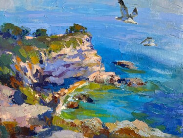 Ζωγραφική με τίτλο "Paysage marin avec…" από Elena Recondo, Αυθεντικά έργα τέχνης, Λάδι