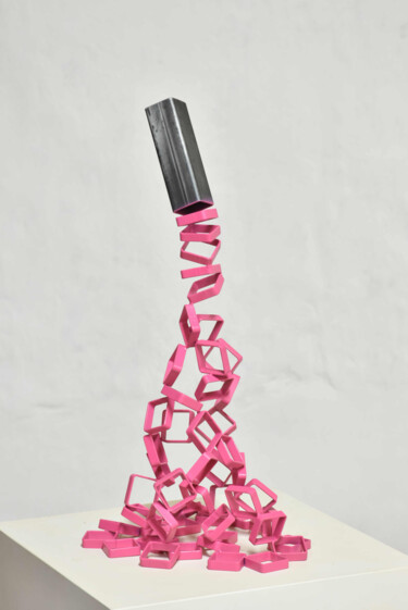 Sculpture intitulée "Sectionning Pink" par Yannick Bouillault, Œuvre d'art originale, Résine