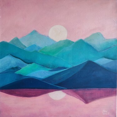 Pintura intitulada "Abstract Mountain L…" por Svetlana Kuzhim, Obras de arte originais, Acrílico Montado em Armação em madei…