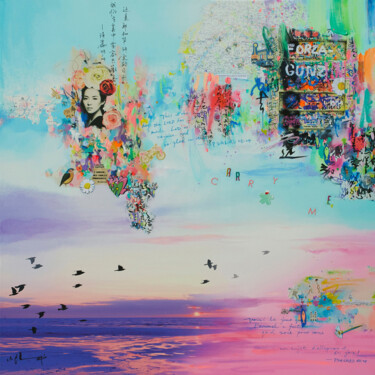 Painting titled "Carry me" by Xiaoyang Galas, Original Artwork, Acrylic Mounted on Wood Stretcher frame