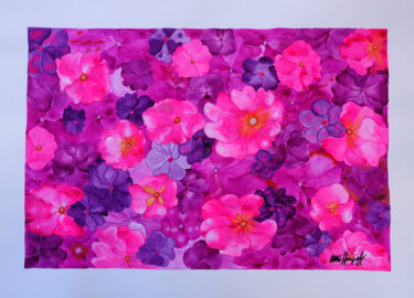 Malerei mit dem Titel "25 / IX Blütenrausc…" von Ulli Heupel, Original-Kunstwerk, Aquarell