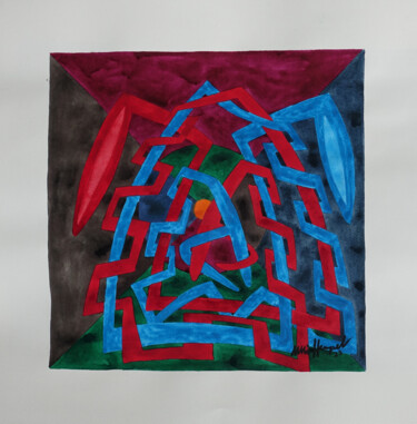 Malerei mit dem Titel "23 / LXXXV  Labyrin…" von Ulli Heupel, Original-Kunstwerk, Aquarell